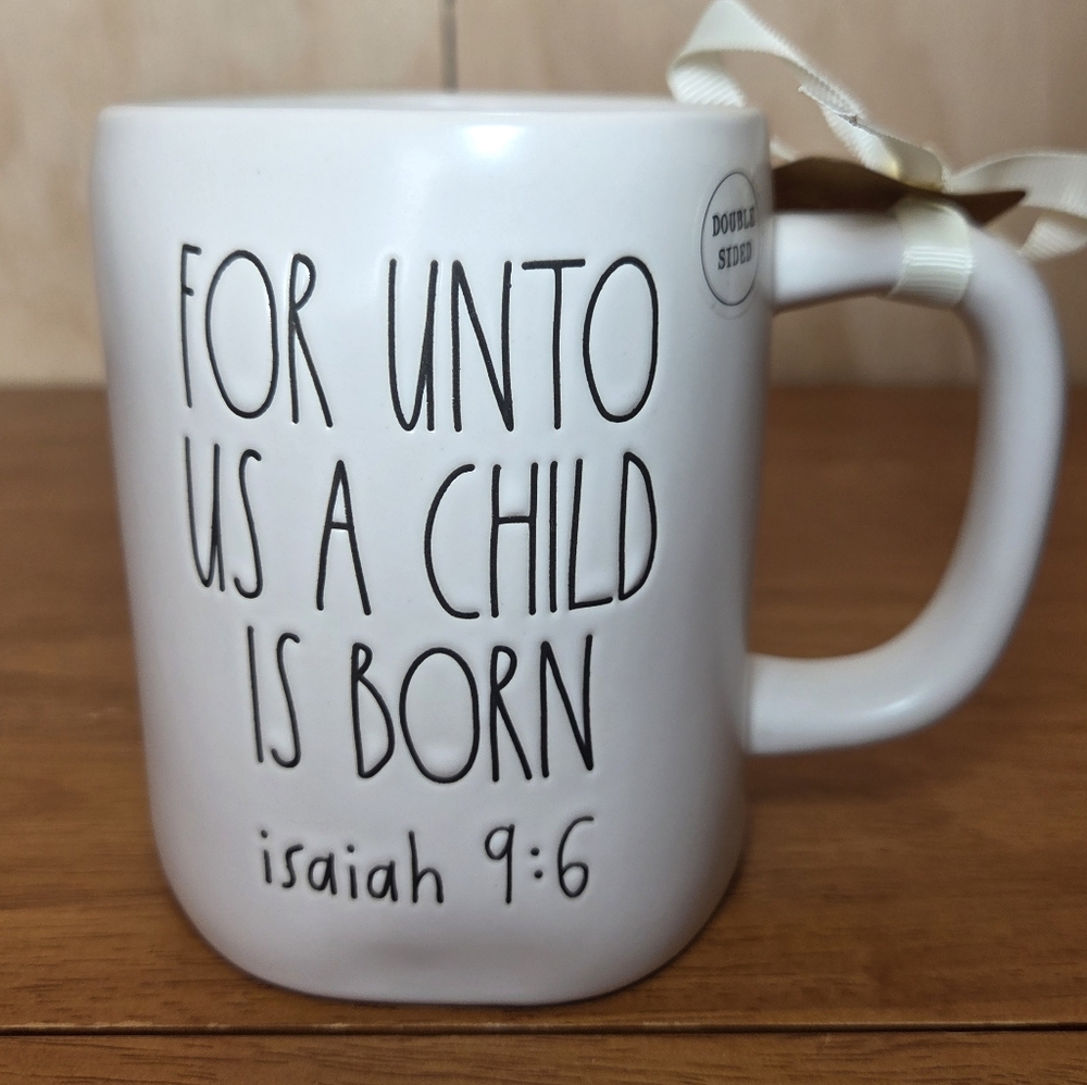 Rae Dunn “For Unto Us a Child‎ Is Born” Christmas Mug Isaiah 9:6